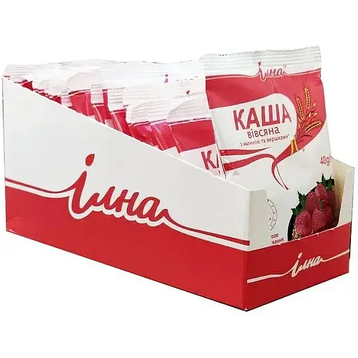 Каша швидкого приготування Ілна вівсяна з малиною та вершками 800 г (20 шт. по 40 г) - фото 2