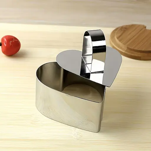 Форма кулінарна з виштовхувачем у формі серця для викладання/вирубки мусів, салатів і гарнірів із нержавіючої сталі 8 х 8 см Сріблястий 88070 - фото 6