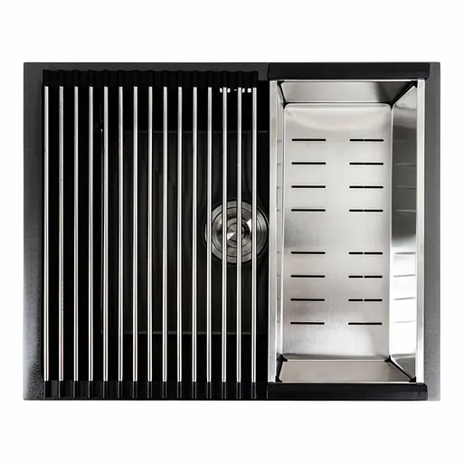 Кухонна мийка PVD чорна СМ 54x44 Platinum Handmade (монтаж під стільницю), Чорний - фото 3