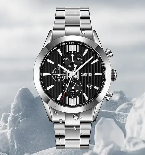 Наручний годинник Skmei 9302 Silver Black, 9302BK (18375) - фото 6