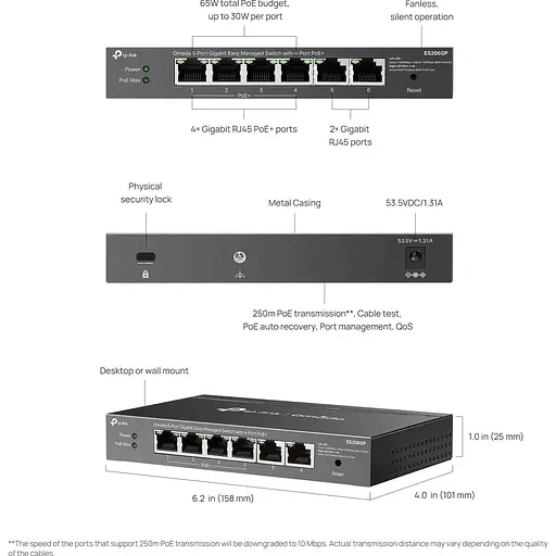 Коммутатор TP-Link ES206GP (ES206GP) - фото 6