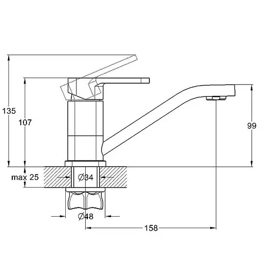 Змішувач для кухні TROYA NOD4-В058 одноважільний 30412 - фото 3