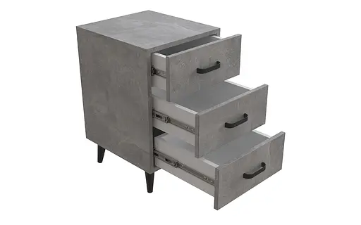 Тумба Віва 3 на конусних ніжках Ferrum-decor 56,5x35x40 Чорний метал ДСП Бетон 16 мм (FRD-106817)