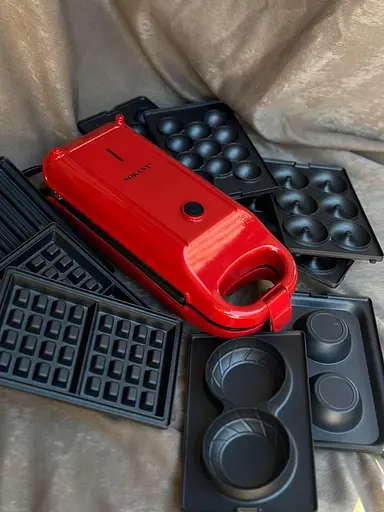 Мультимейкер 6в1 Sokany SK-BBQ-836 двосторонній пекар з антипригарним покриттям 700Вт Червоний - фото 5