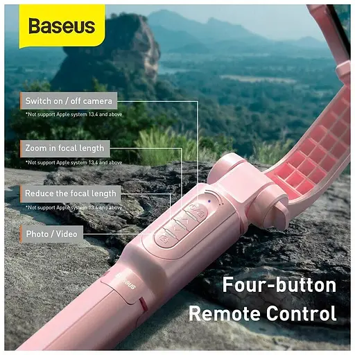 Монопод-трипод Baseus Lovely Uniaxial Bluetooth Folding Stand Selfie Stabilizer Pink - фото 7