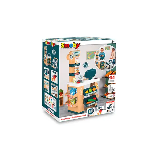 Игровой набор Smoby Интерактивный маркет с тележкой, звуковым эффектом, аксессуарами 48,9 х 38,5 х 89,6 см (350238) - фото 2