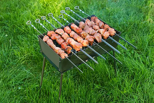 Розкладний розбірний мангал чемодан дворівневий на 8 шампурів, Wood&Steel Чорний 82022 - фото 5