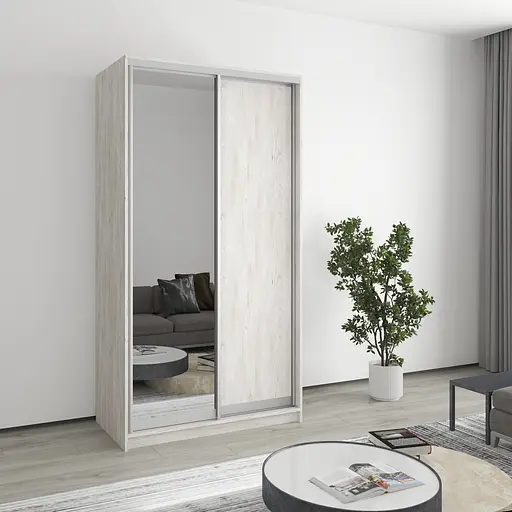 Шафа-купе дводверна MebelStar Стандарт AL ДСП/Дзеркало 110x60x210 см Аляска сірий (MBS-2451)