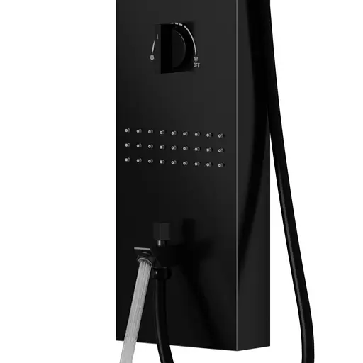 Душова панель Corsan Neo black LED з виливом S060MBLLEDW, Чорний матовий - фото 6