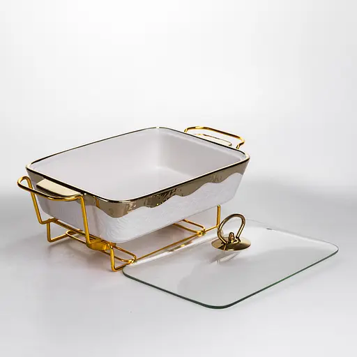 Мармитница фарфоровая Yiwu 1.5 л на металлической подставке с подогревом 35.5х19х15.5 см мармит для первых блюд HNG-112-13 - фото 5