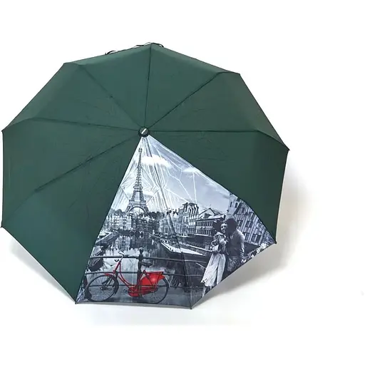 Кольорова парасолька-автомат з атласним сегментом для жінок 464 Зелений - фото 1