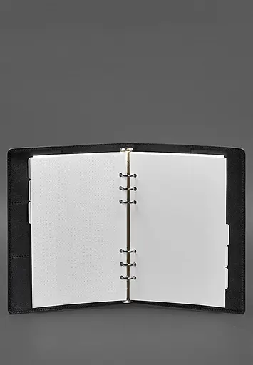 Шкіряний блокнот на сегрегаторі (м'яка обкладинка на кільцях) 13.0 чорний - фото 3