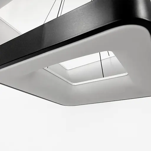 Двоярусна підвісна LED люстра в чорному квадратному корпусі 58 та 38 см | Line F | Арт. MJ312-600+400 BK - фото 3