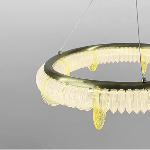Латунная кольцевая люстра с прозрачными и желтыми пластинами Ø 85 см | Ст. D 236-850 | Line F - фото 4