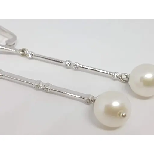 Золоті сережки Геліос з діамантами і перлами. Артикул 3032719 - фото 4