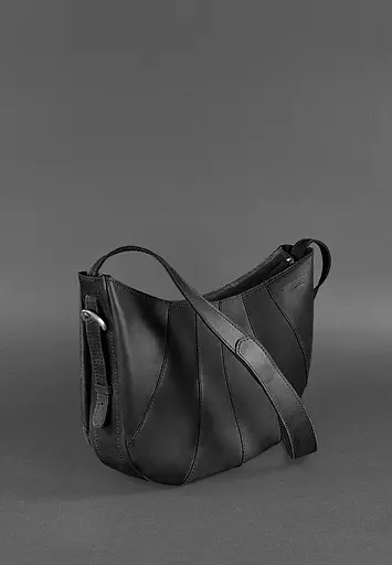 Шкіряна жіноча сумка Круасан чорна Crazy Horse - фото 3