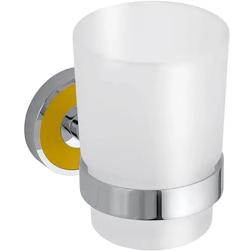 Склянка з тримачем Bemeta Trend-I основа жовта 104110018h білий - фото 1