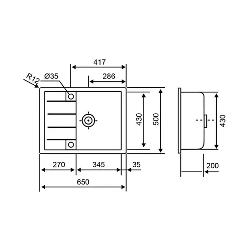 Кухонна мийка Lidz 650x500/200 COL-06 (LIDZCOL06650500200) - фото 4