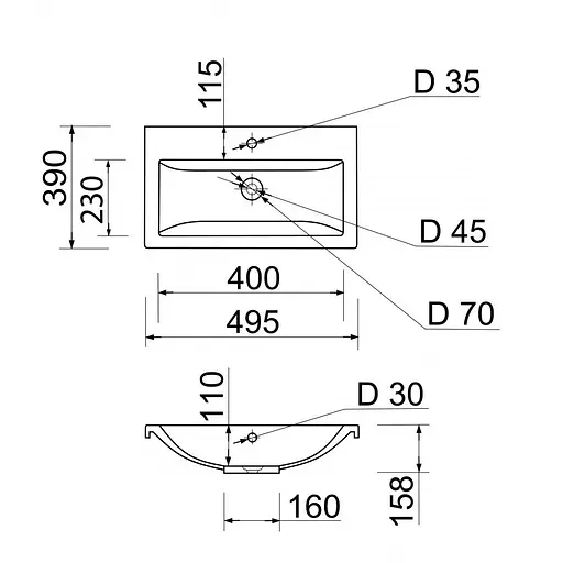 Раковина накладна Adamant CERS, прямокутна (4824296204001) - фото 7