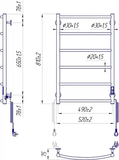 Полотенцесушитель Mario Классик НР-И 810х520-85 мм с таймером-регулятором 2.3.0115.10.P - фото 4