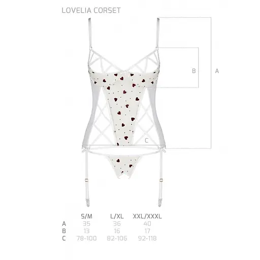 Корсет із підв'язками + стрінги Passion LOVELIA CORSet white L/XL - фото 7