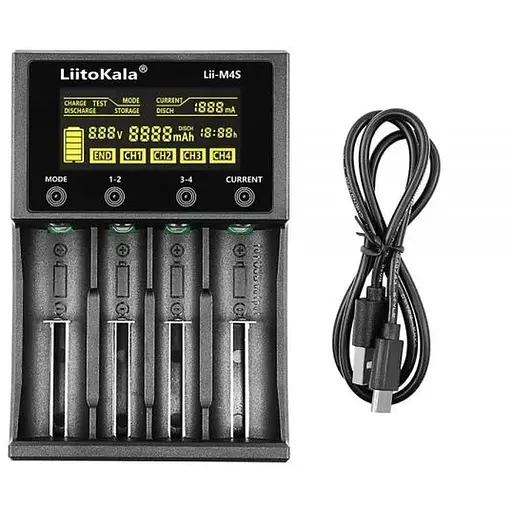 Зарядне пристрій LiitoKala Lii-M4S, 4х(Lion/NiMH/NiCd), PowerBank, discharge function, display