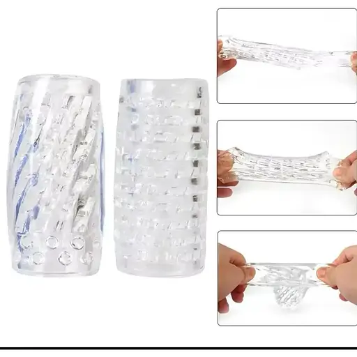 М'який мастурбатор, мастурбатор насадка для члена, прозорий ребристий мастурбатор, стимулятор пінису. - фото 2