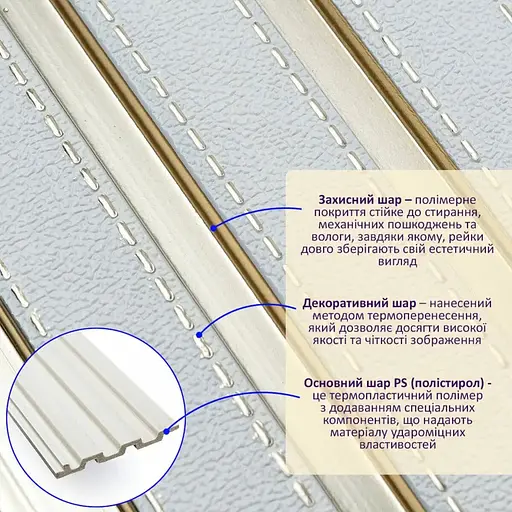 Рейка декоративна Wall Sticker SW-00002130 PS 2900х120х12 мм під білу шкіру із золотом - фото 6