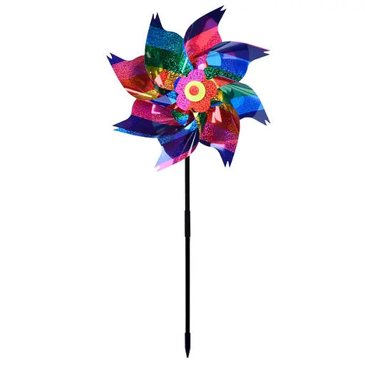 Ветряная вертушка, диаметр 24 см, палочка 40 см, фольга (В ассортименте)