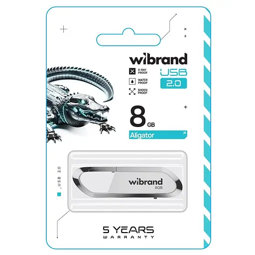 Флеш-накопитель Wibrand USB 2.0 Aligator 8Gb белый - фото 2