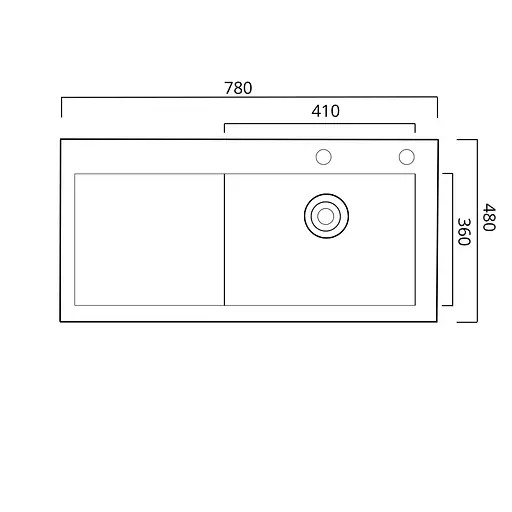 Кухонная мойка нержавейка 78x48 R Platinum Handmade (два отверстия, круглый сифон 3,0/0,8), Нержавеющая сталь - фото 2