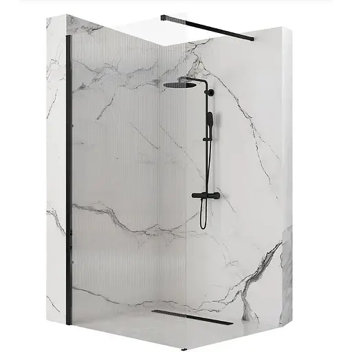 Душова стінка Rea Aero 120 intimo black REA-K4122, прозорий, чорний матовий - фото 1