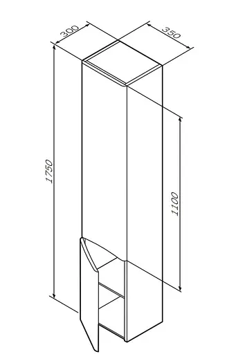 Пенал подвесной AM.PM Like 36 см левосторонний (M80CHL0366WG38) - фото 8