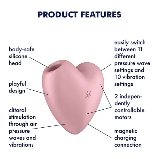 Вакуумний стимулятор клітора з вібрацією Satisfyer Cutie Heart рожевий - фото 3
