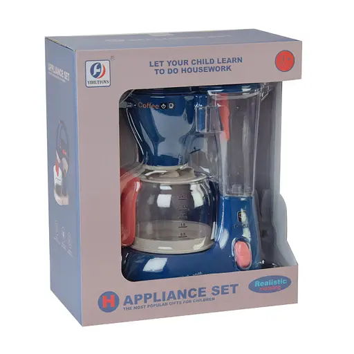 Кавоварка YH129-2C/2S на батарейках, світло, звук, в коробці (6982005400280) Синій - фото 2