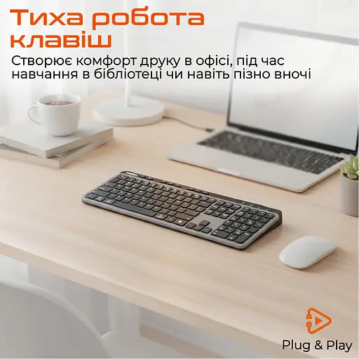 Клавіатура MeeTion WK330 Wireless/Bluetooth Black MT-WK330-A-RUA - фото 3