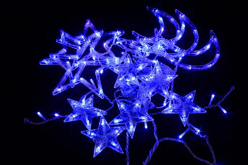 Гірлянда на вікно Синя Бахрома 3 метри Зірки та Місяць 138 лампочок Laplandia світлодіодна від мережі (B.02.5T.138+L) - фото 3