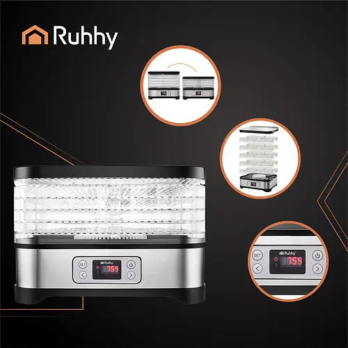 Дегідратор сушарка для фруктів та овочів RUHHY 25929 400 Вт таймер 24 год - фото 6