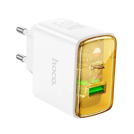 Зарядний пристрій Hoco CS42a 30W адаптер живлення на 2 виходи + кабель Usb-C Lightning білий - фото 4