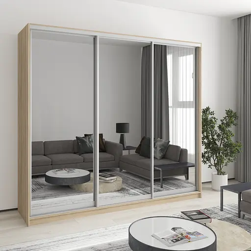 Шафа-купе тридверна MebelStar Стандарт AL 3 Дзеркала 230x60x210 см Дуб сонома (MBS-2997)