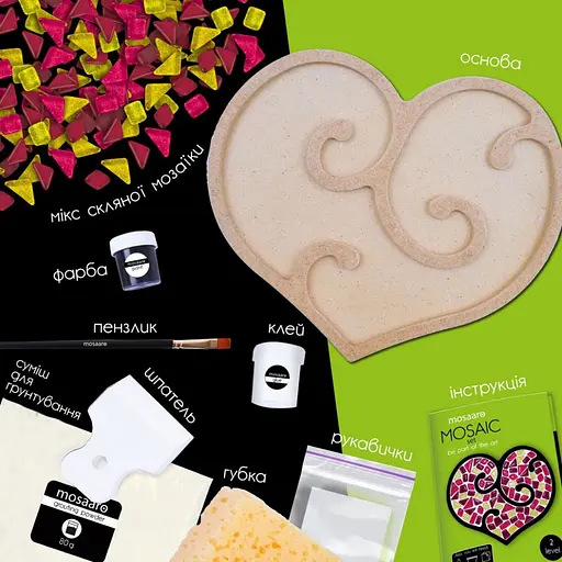 Дитячий набір для творчості кришталева мозаїка Сердце Mosaaro MA2005 - фото 4
