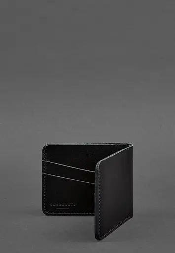 Чоловіче шкіряне портмоне 4.1 (4 кишені) вугільно-чорне - фото 4