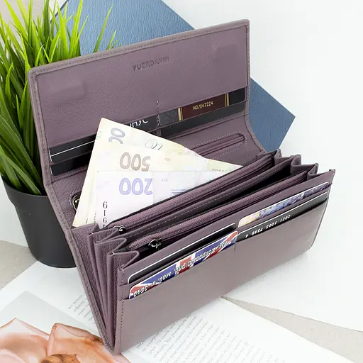 Гаманець жіночий шкіряний Fuerdanni 1180 бузковий на магнітах - фото 6