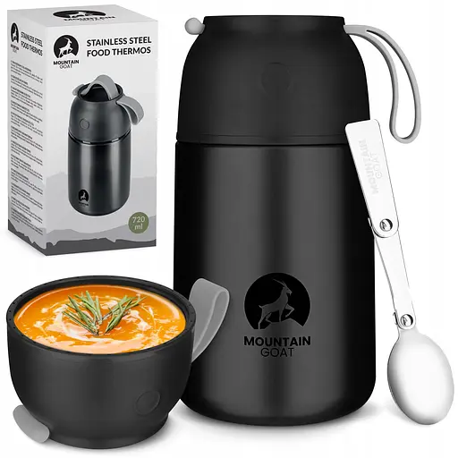 Термос для еды Mountain Goat 0.72 л с ложкой Black (P-5905973406956) - фото 2