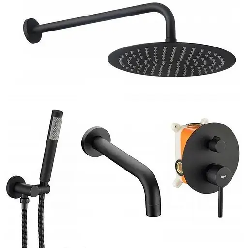 Душова система Rea Lungo black + BOX чорний матовий REA-P4112, Чорний матовий - фото 1