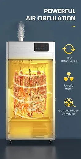 Роторний дегідратор з функцією копчення для ковбасних виробів м'яса риби Food Dehydrator LT-150 29 крюків - фото 8