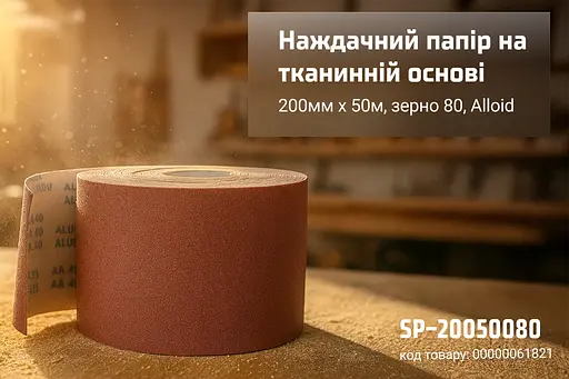Наждачний папір Alloid Building Tools на тканинній основі 200 мм х 50м зерно 80 (SP-20050080) - фото 4