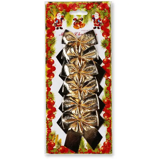 Набір прикрас ялинкових Market Union Бант золотий 7 см 6 шт. (898517)