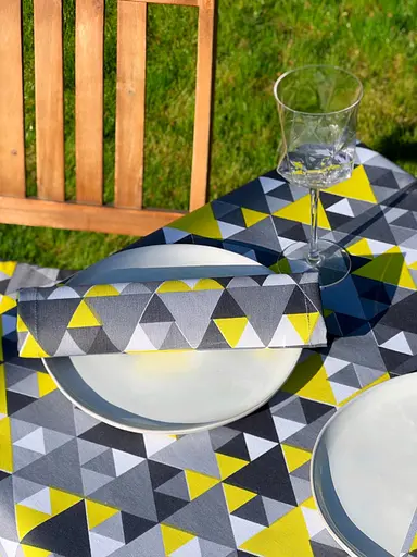 Водоотталкивающая Скатерть с 3D принтом Графика 220х140 см (+ 4 салфетки 30х40) Серый - фото 3