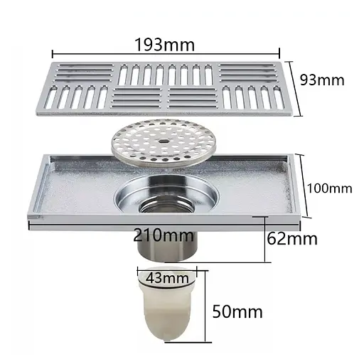 Трап для душа Gappo G82050 латунь 100x200 мм хром - фото 2